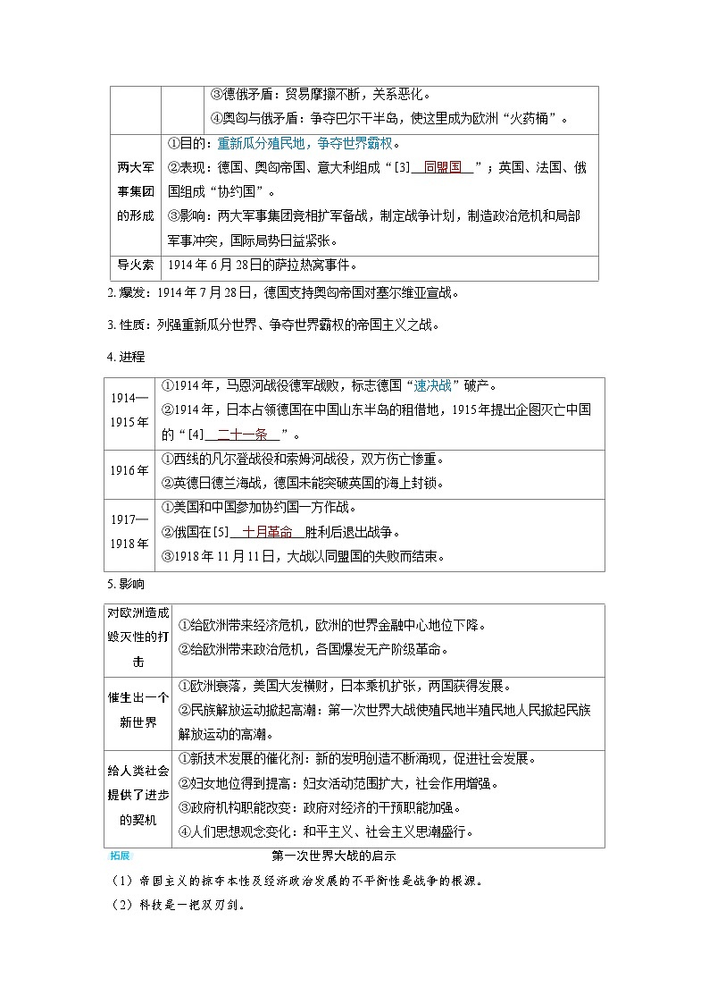 备考2024届高考历史一轮复习讲义第十二单元两次世界大战十月革命与国际秩序的演变第31讲第一次世界大战与战后国际秩序第2页