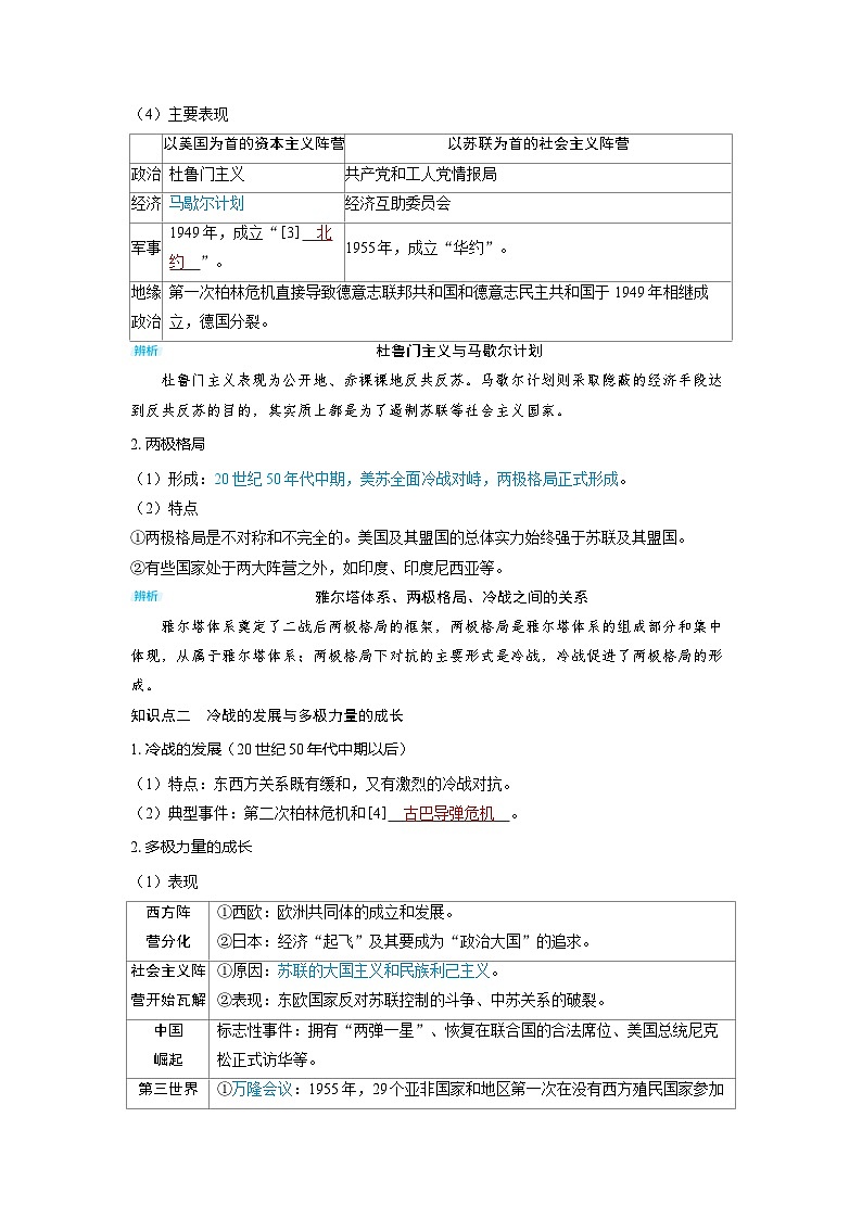 备考2024届高考历史一轮复习讲义第十三单元20世纪下半叶世界的新变化与当代世界的发展第34讲冷战与国际格局的演变02