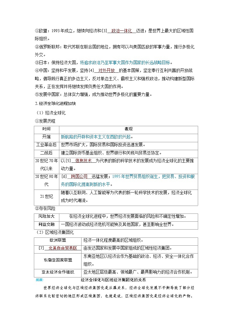 备考2024届高考历史一轮复习讲义第十三单元20世纪下半叶世界的新变化与当代世界的发展第37讲当代世界发展的特点与主要趋势02
