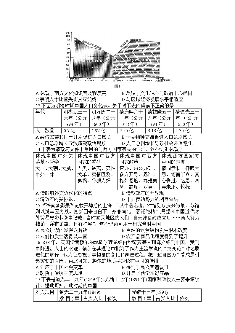 河南省信阳高级中学2023-2024学年高一上期期末测试历史试题第3页