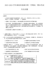 2023-2024学年湖南省涟源市第一学期高一上学期期末考试历史试题含答案