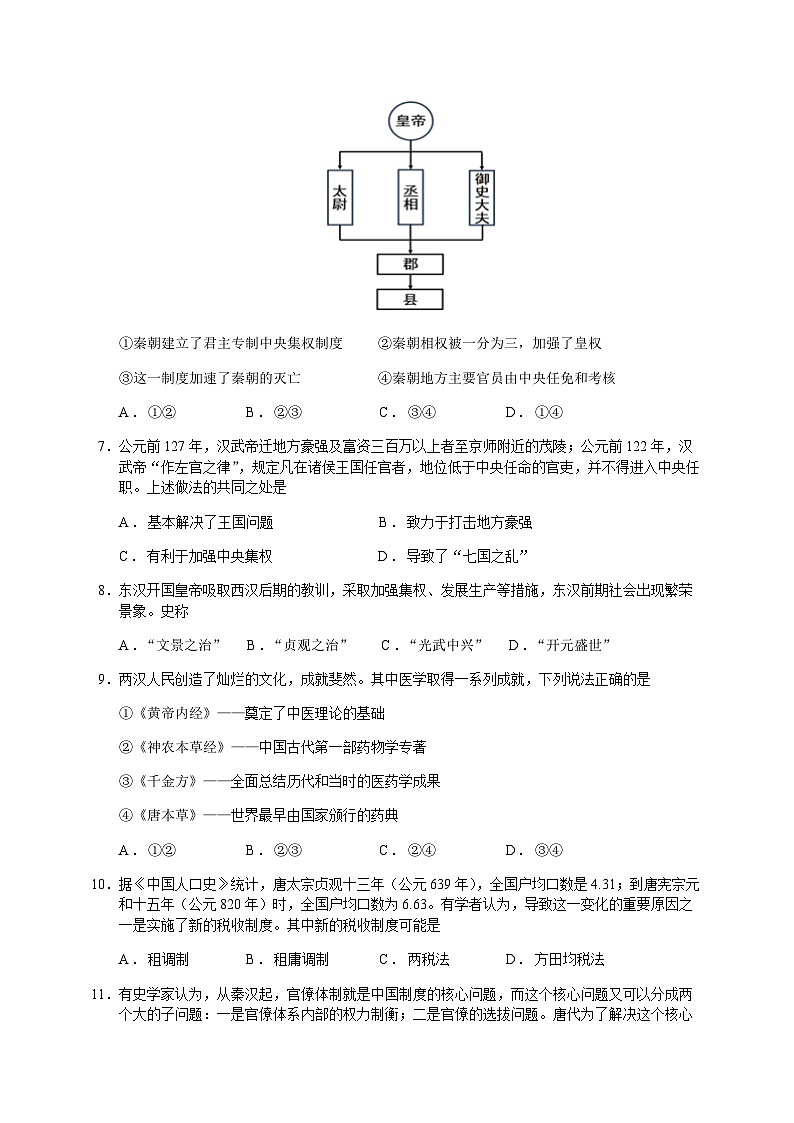 2023-2024学年江苏省扬州市广陵区红桥高级中学第一学期高一12月月考历史试题含答案02