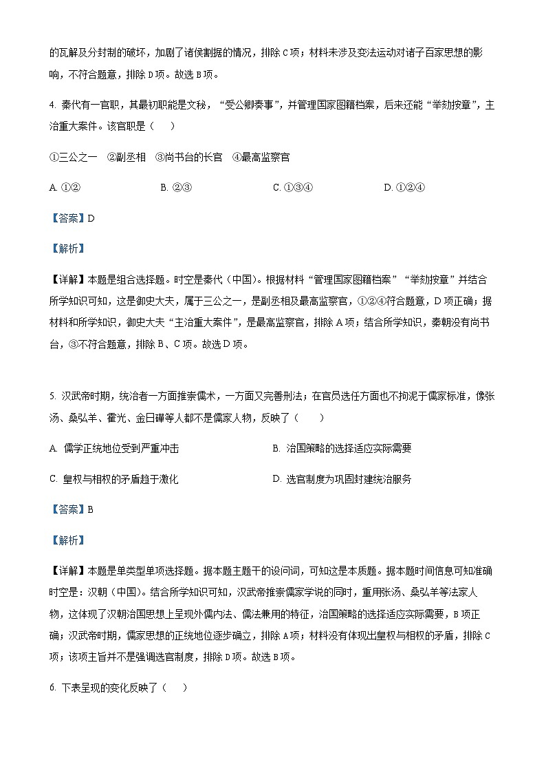 2023-2024学年四川省绵阳市南山中学实验学校高一上学期12月月考历史试题含解析03