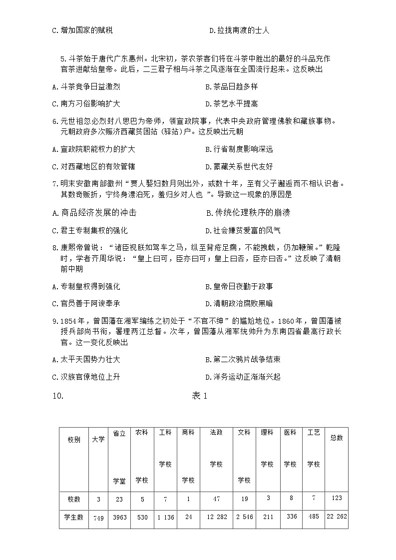 2023-2024学年山西省晋中市第一学期高一期末调研测试历史试题含答案02