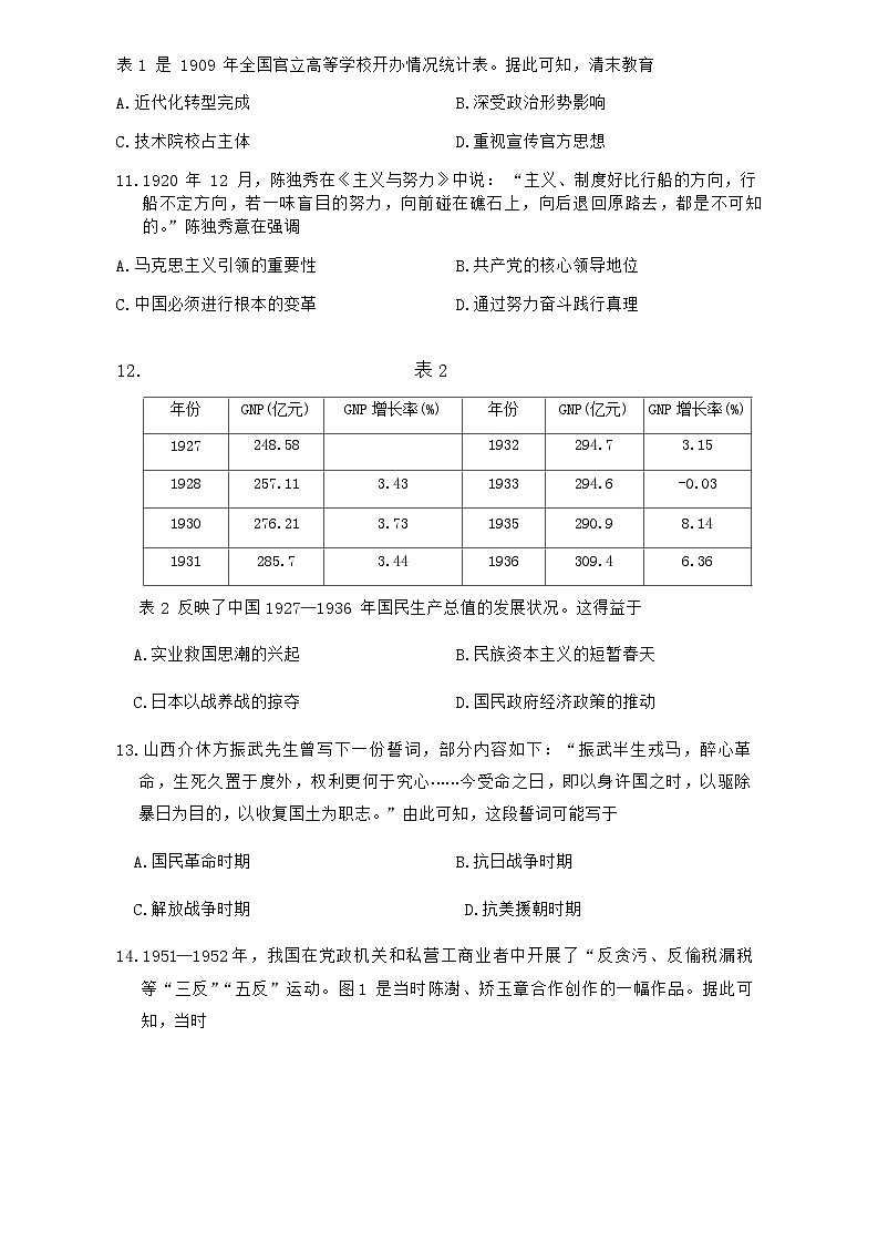 2023-2024学年山西省晋中市第一学期高一期末调研测试历史试题含答案03