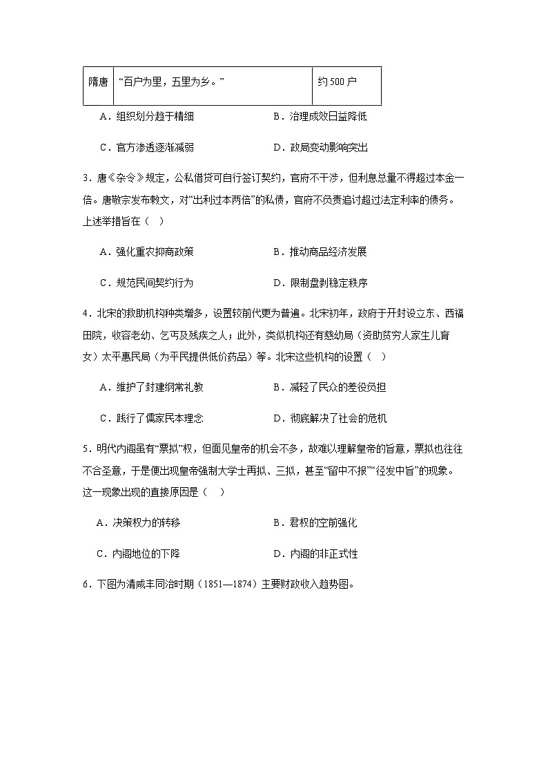 2023-2024学年山东省潍坊市潍坊中学高二第一学期学期期末综合训练历史试题含答案第2页