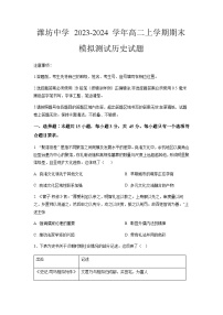 2023-2024学年山东省潍坊中学高二第一学期期末模拟考试历史试题含答案