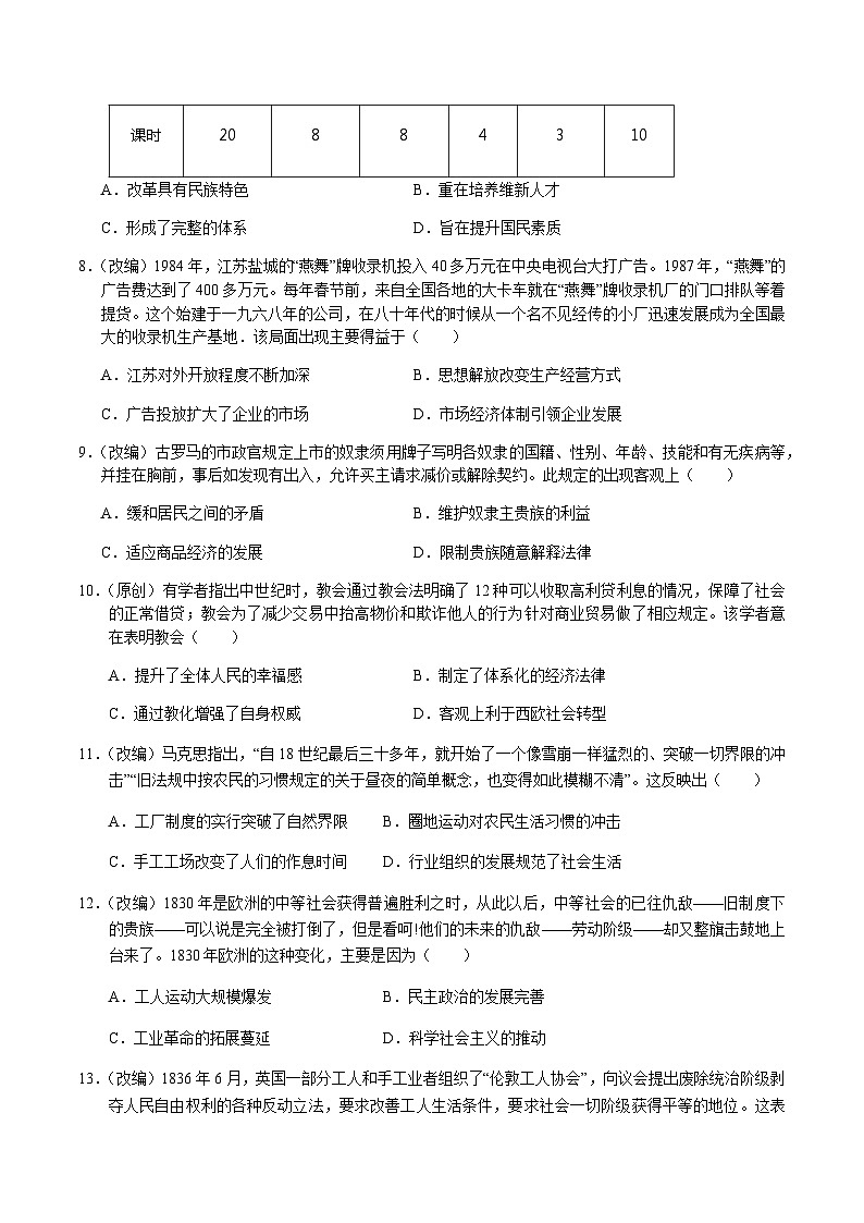 2023-2024学年重庆市外国语学校等七校高二上学期期末联考历史试题含答案03