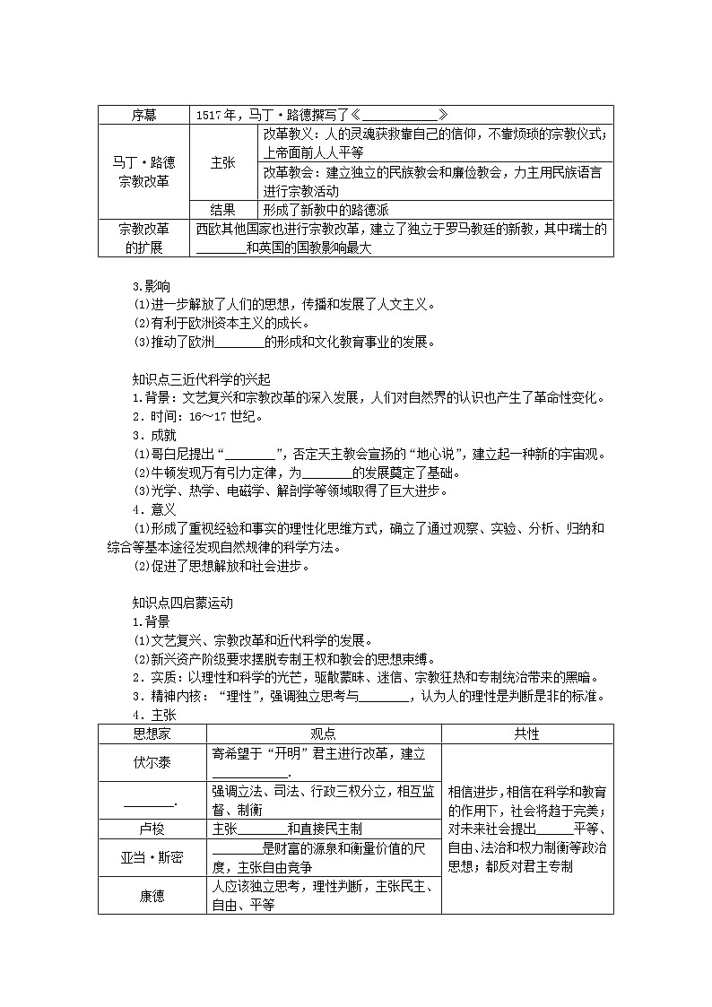 2024版新教材高考历史全程一轮总复习第三编世界史第九单元走向整体的世界和资本主义制度的确立课题26欧洲的思想解放运动学生用书第2页