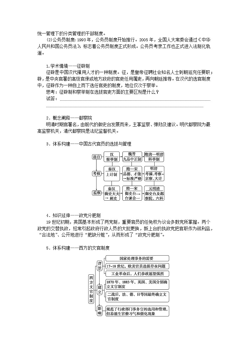 2024版新教材高考历史全程一轮总复习第四编选择性必修第十三单元国家制度与社会治理课题40官员的选拔与管理学生用书03