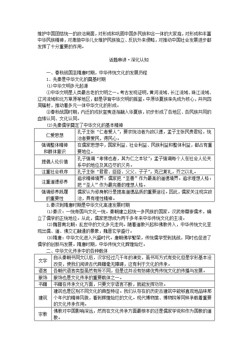 2024版新教材高考历史全程一轮总复习第一编中国古代史话题二文以化人__春秋战国至隋唐时期的思想传承与人才选拔管理学生用书第2页