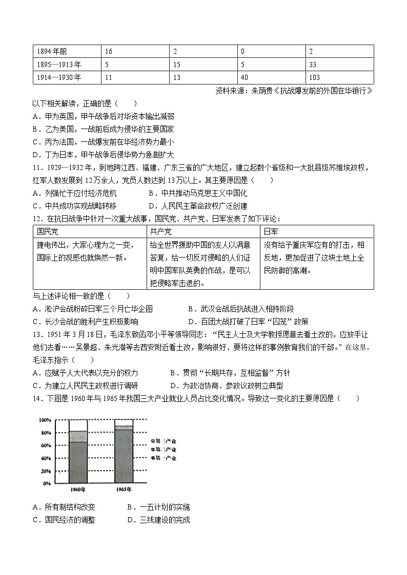 陕西省安康市2023-2024学年高一上学期期末历史试题03