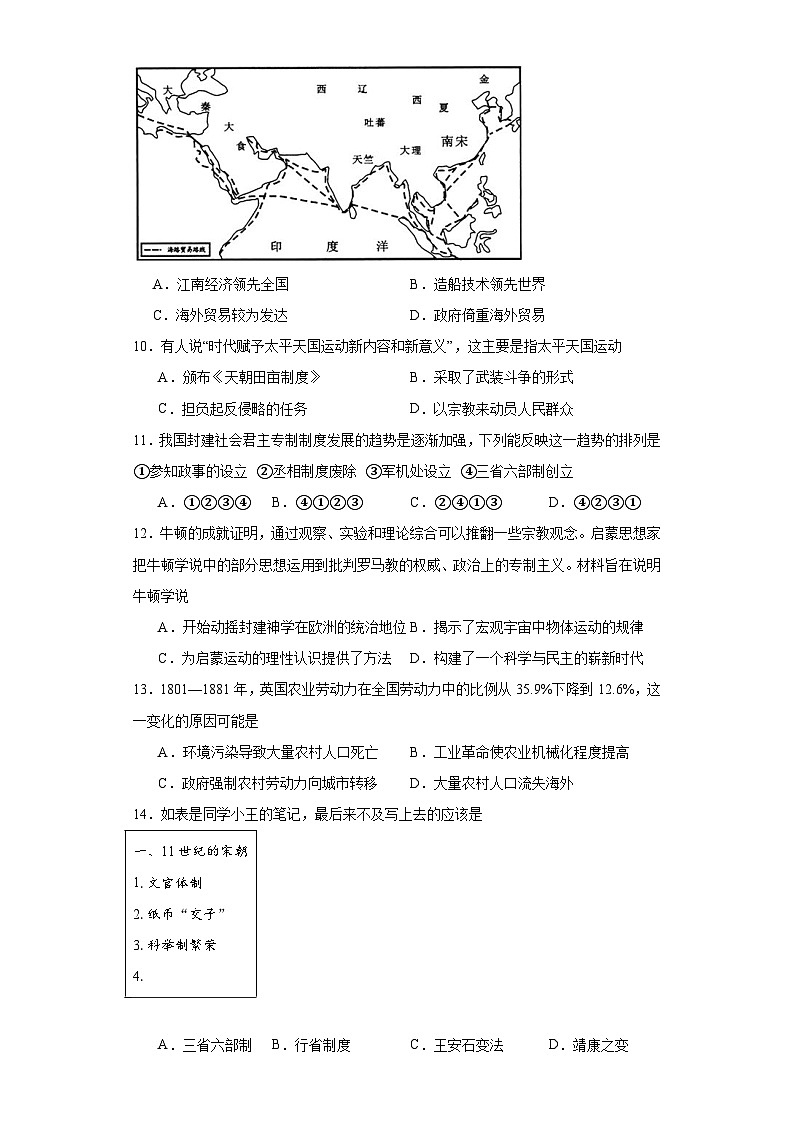 河南省周口恒大中学2023-2024学年高三上学期开学考试历史试题03