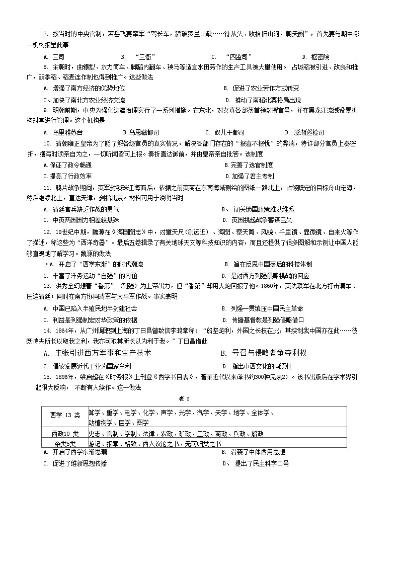 山东省烟台市2023-2024学年高一上学期期末考试历史试题(2)第2页