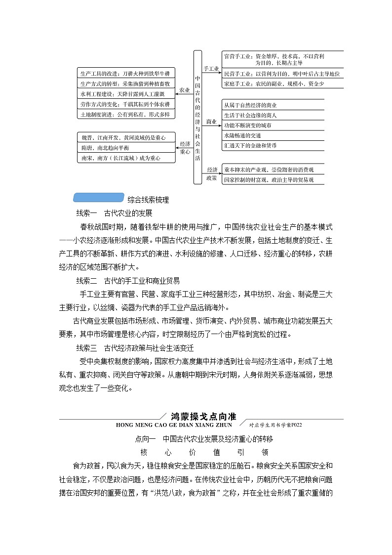 新教材适用2024版高考历史二轮总复习模块1第1编中国古代史第3讲济国生民__中国古代的经济与社会生活点向一中国古代农业发展及经济重心的转移教师用书03