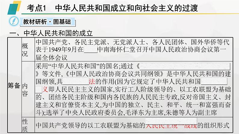 高中历史学考复习第9单元中华人民共和国成立和社会主义革命与建设课件第3页