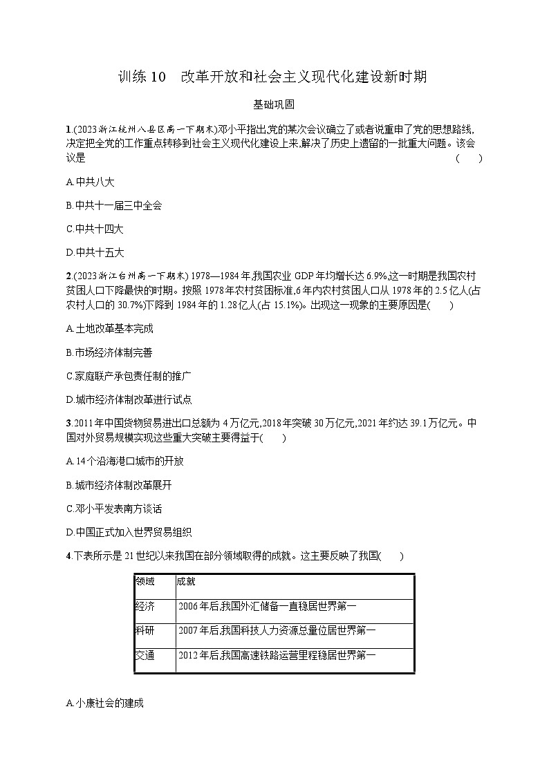 高中历史学考复习专题10练习含答案第1页