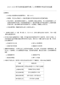 2023-2024学年湖南省涟源市高二上学期期末考试历史试题含答案