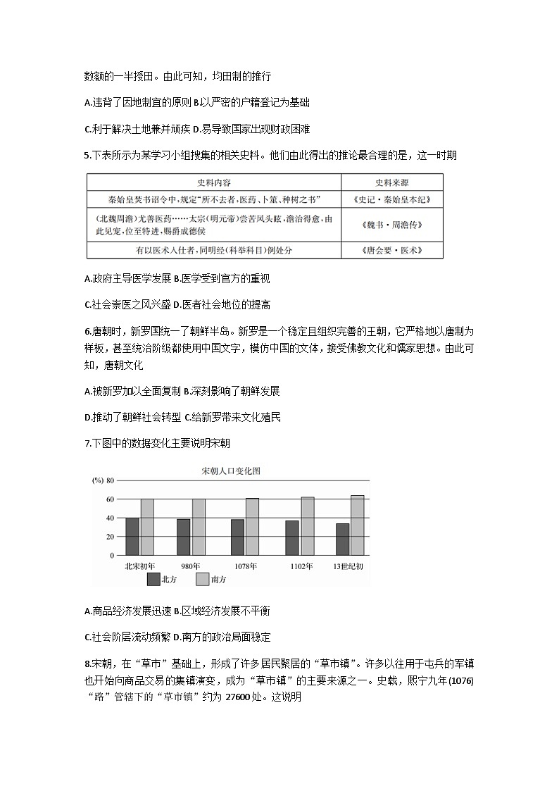 2023-2024学年安徽省阜阳市第三中学高二上学期期末考试历史试题含答案02