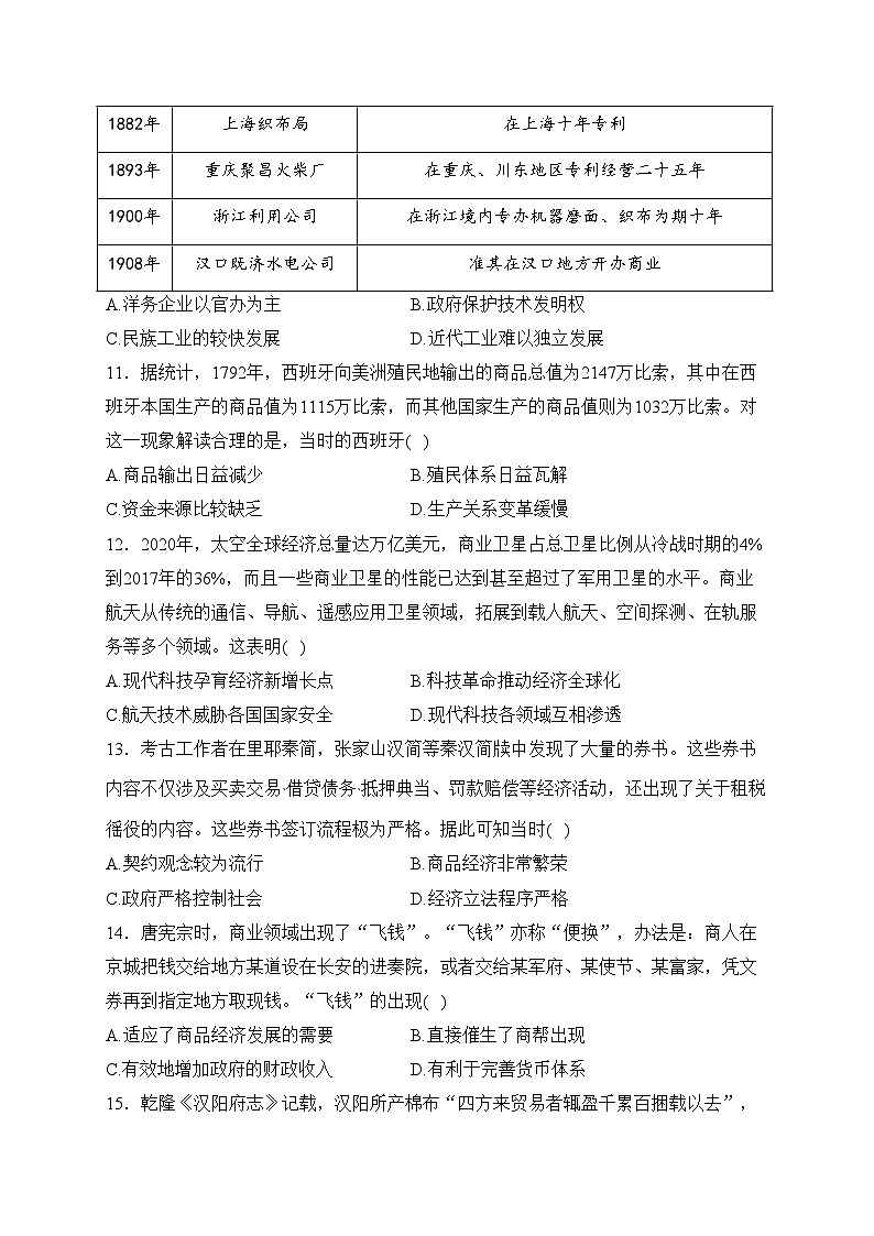 石嘴山市第一中学2023-2024学年高二上学期期末历史试卷(含答案)第3页