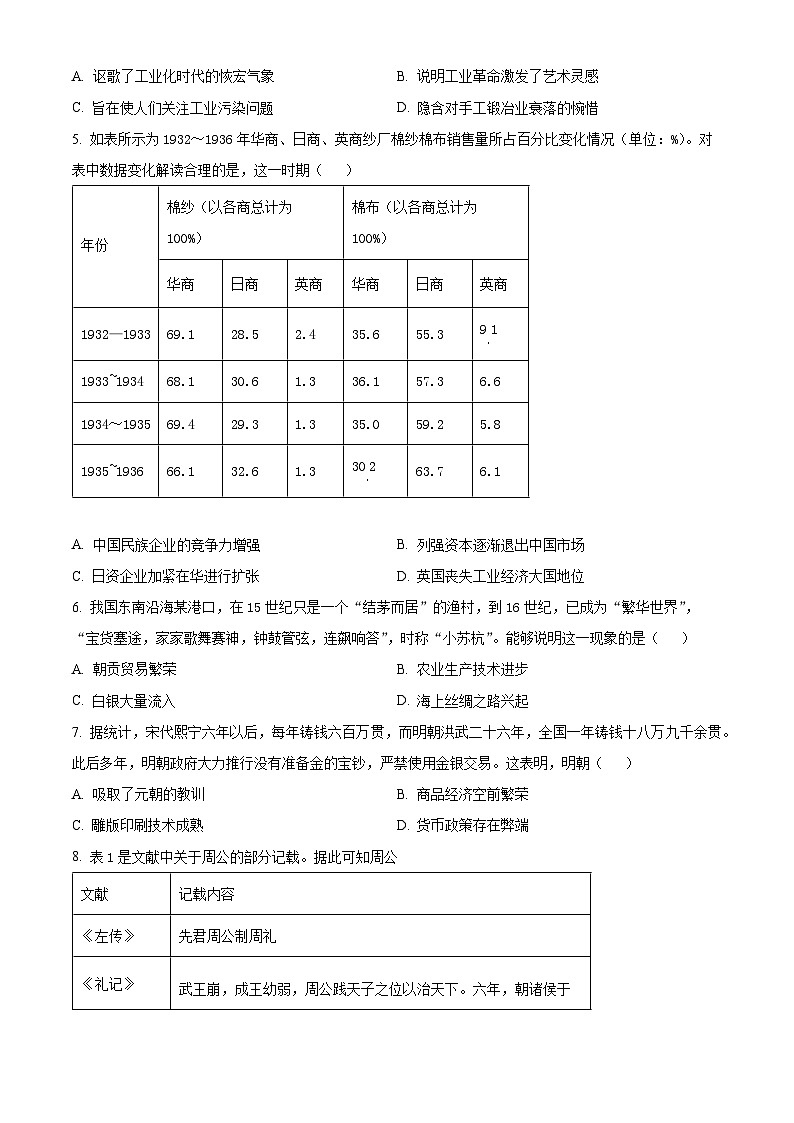 2024朔州怀仁高二上学期期末考试历史含解析02
