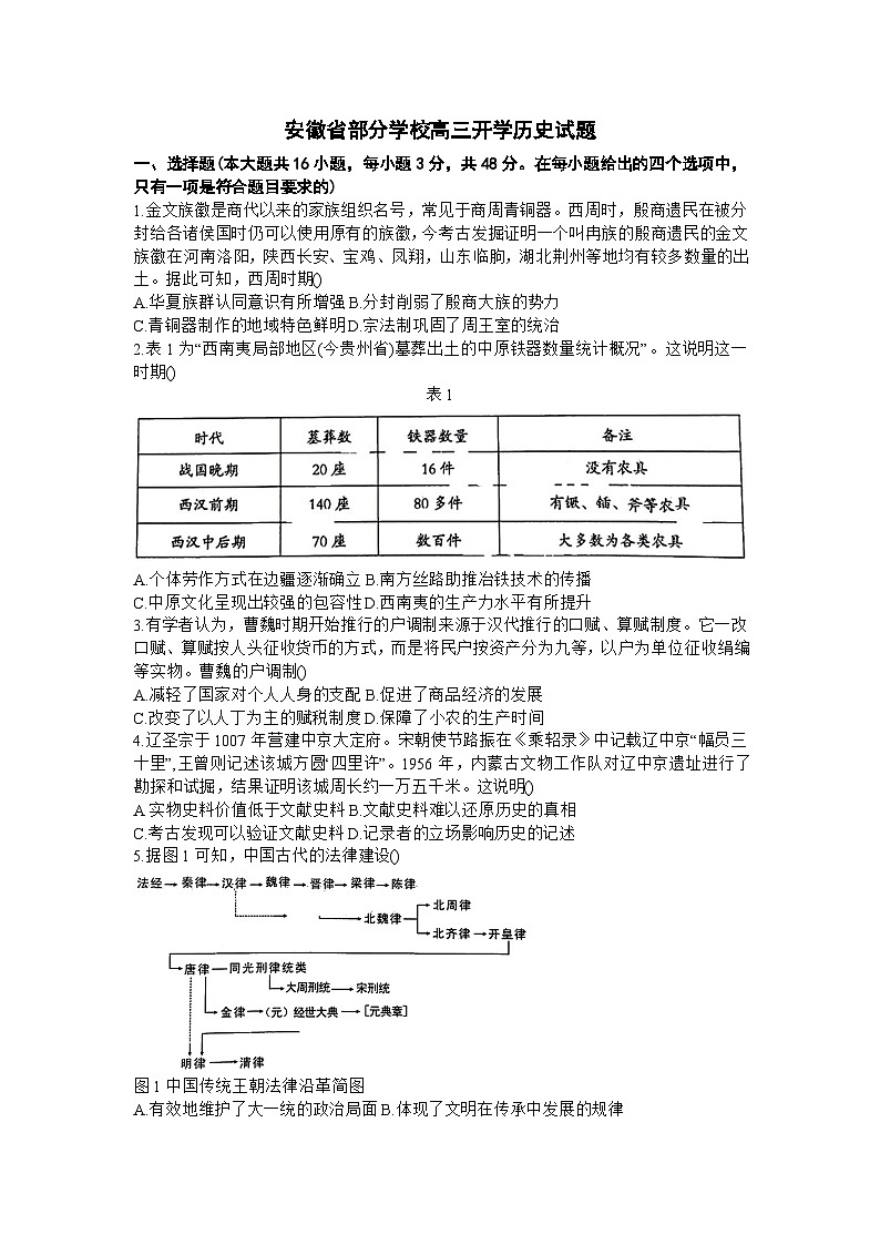 安徽省A10联盟2023-2024学年高三下学期开学考试题历史试卷（Word版附解析）01