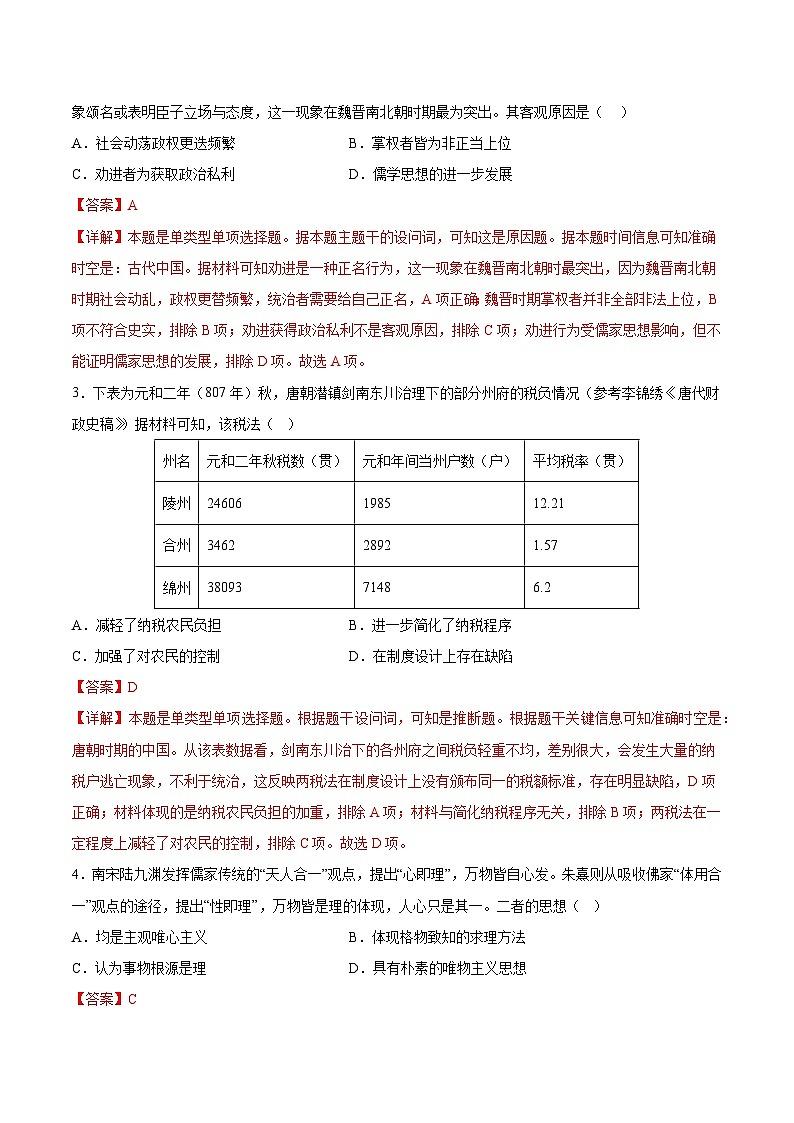 黄金卷08 -【赢在高考·黄金8卷】备战2024年高考历史模拟卷（广东专用）02