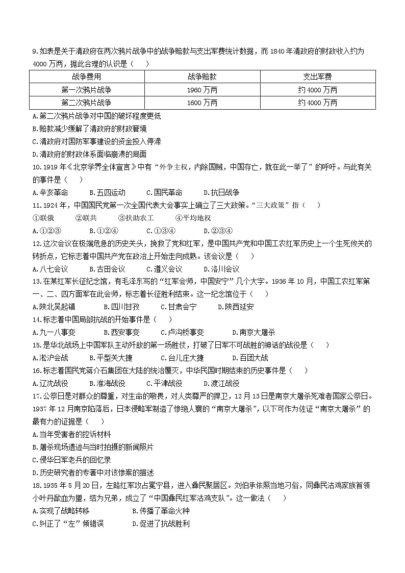 新疆兵团第三师图木舒克市鸿德实验学校2023-2024学年高一上学期期末考试历史试卷(无答案)第2页