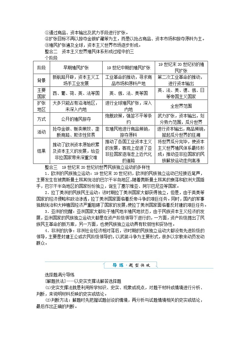 2024版新教材高中历史第六单元世界殖民体系与亚非拉民族独立运动单元高效整合学案部编版必修中外历史纲要下02
