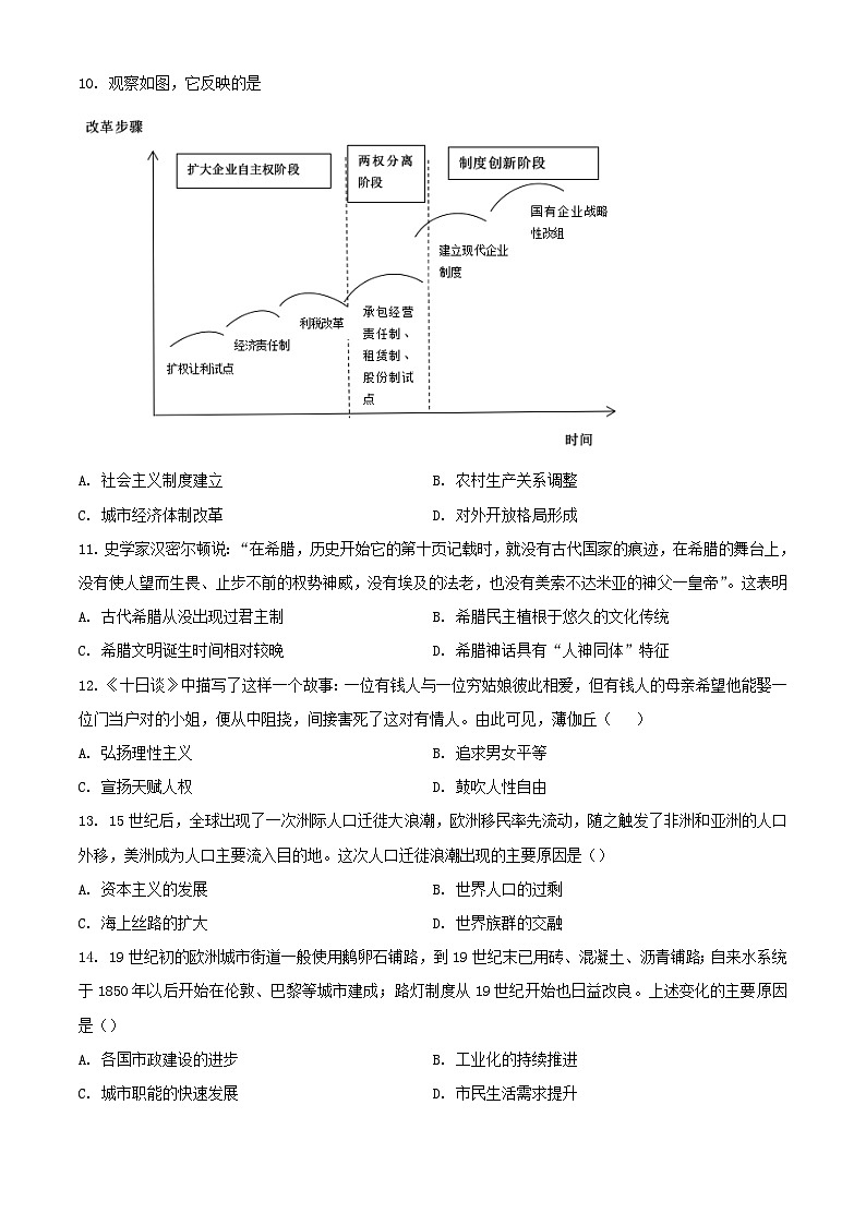广西柳州市2023_2024学年高一历史上学期开学考试第3页