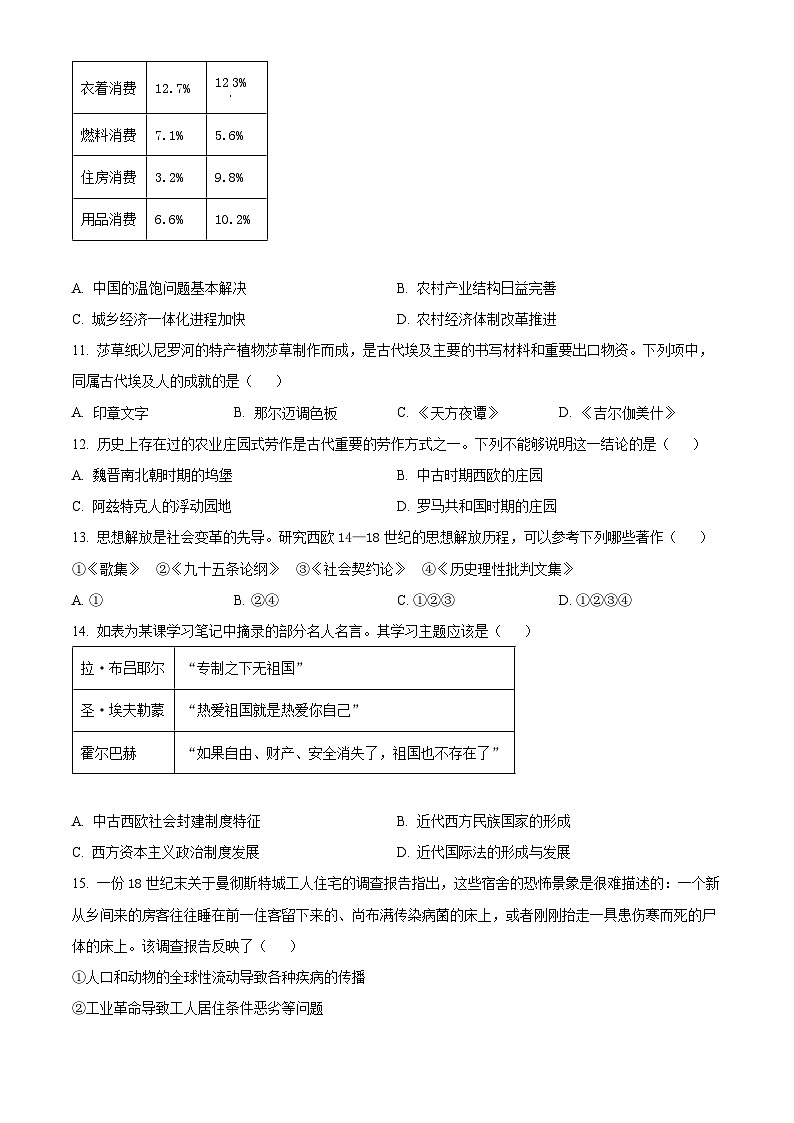 浙江省浙北三校2023-2024学年高三上学期期末历史试题（Word版附解析）03
