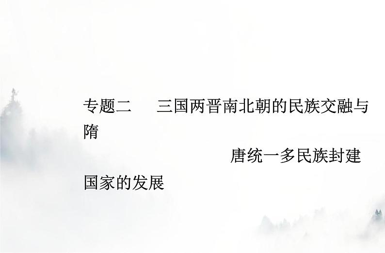 高中历史学业水平复习专题二三国两晋南北朝的民族交融与隋唐统一多民族封建国家的发展、课件01