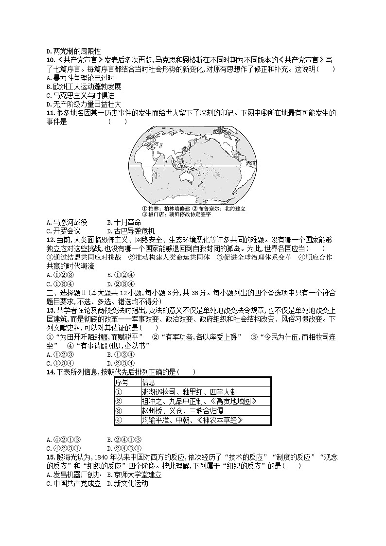 普通高中学业水平考试高考历史模拟卷1002