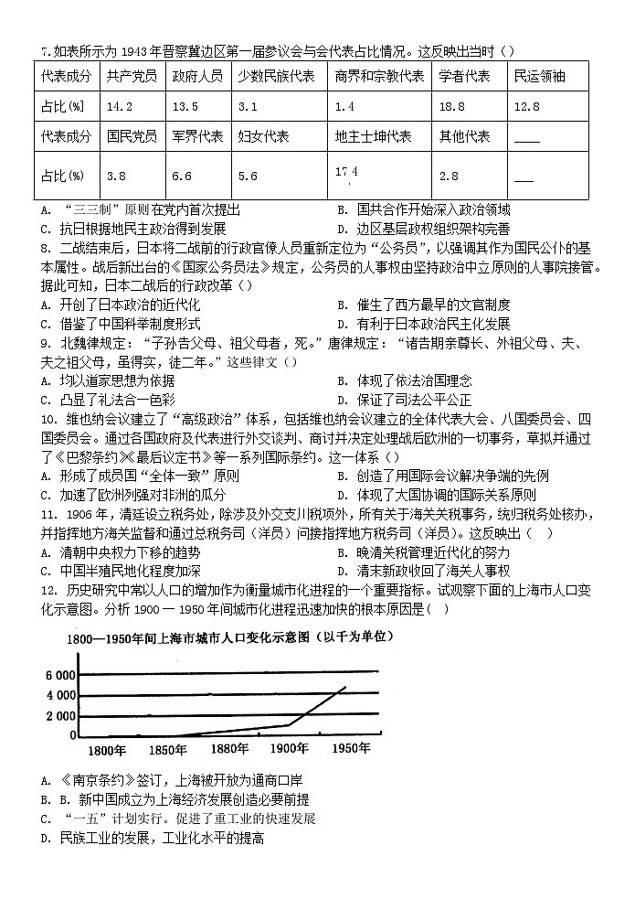 94，广东省梅州市大埔县虎山中学2023-2024学年高二下学期开学考试历史试题第2页