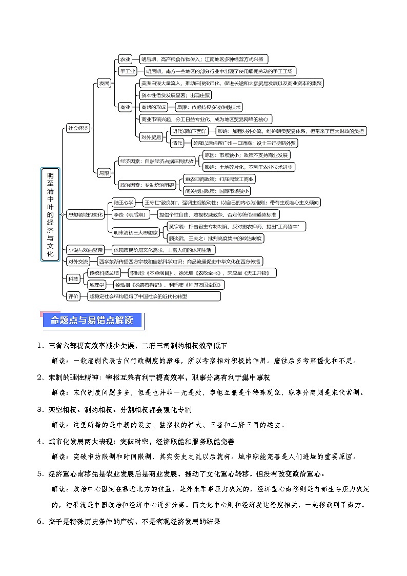 （新高考）高考历史二轮复习专题练习重难点04 宋元明清：中华文明多元一体格局的成熟（含解析）03