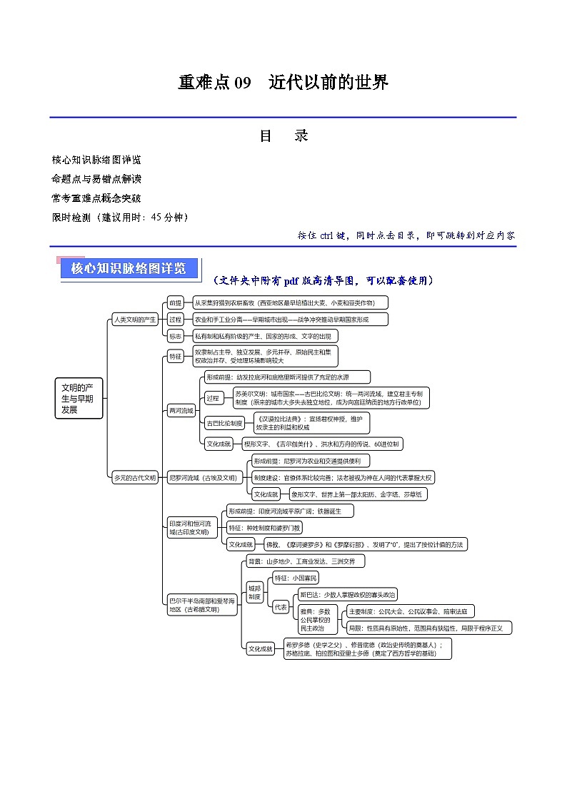 （新高考）高考历史二轮复习专题练习重难点09 近代以前的世界（含解析）01