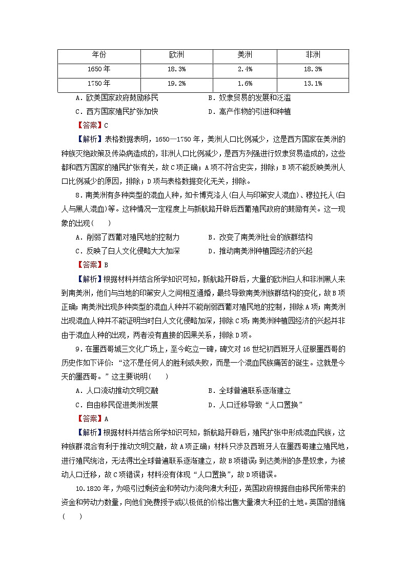 2024春高中历史第三单元人口迁徙文化交融与认同达标检测试卷（部编版选择性必修3）03