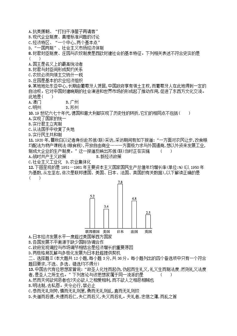 普通高中学业水平考试高考历史模拟卷202