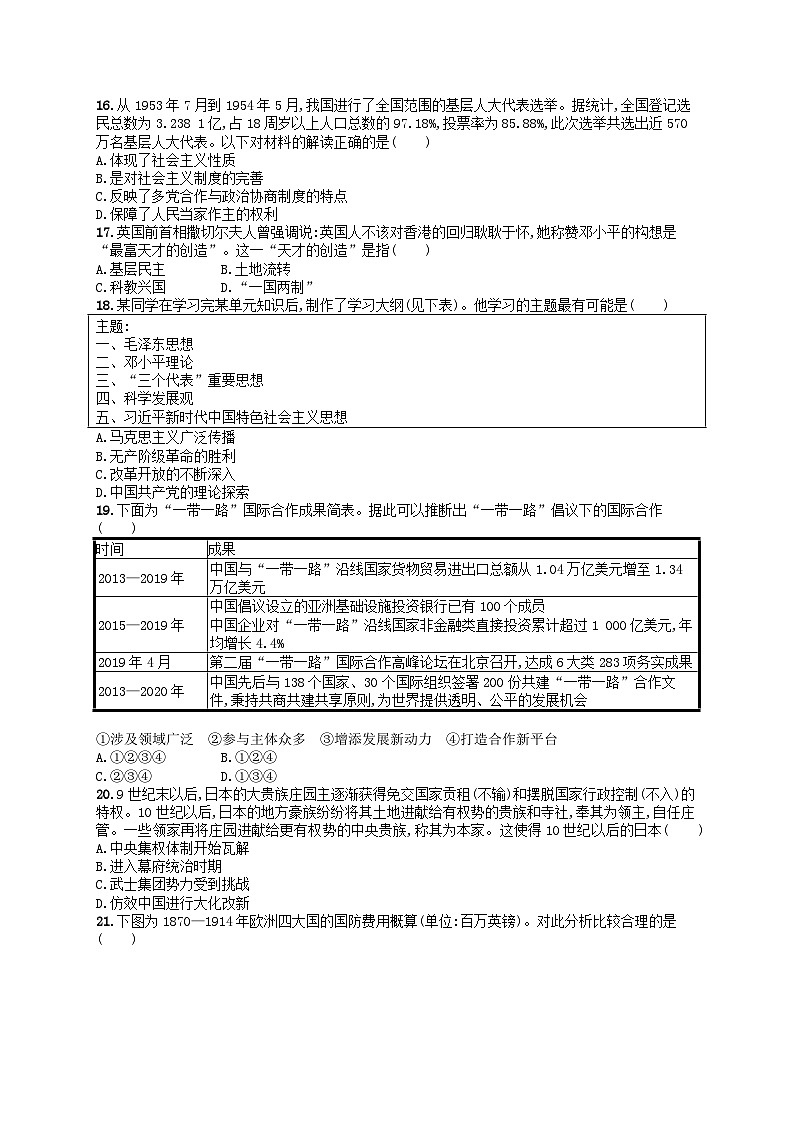 普通高中学业水平考试高考历史模拟卷303