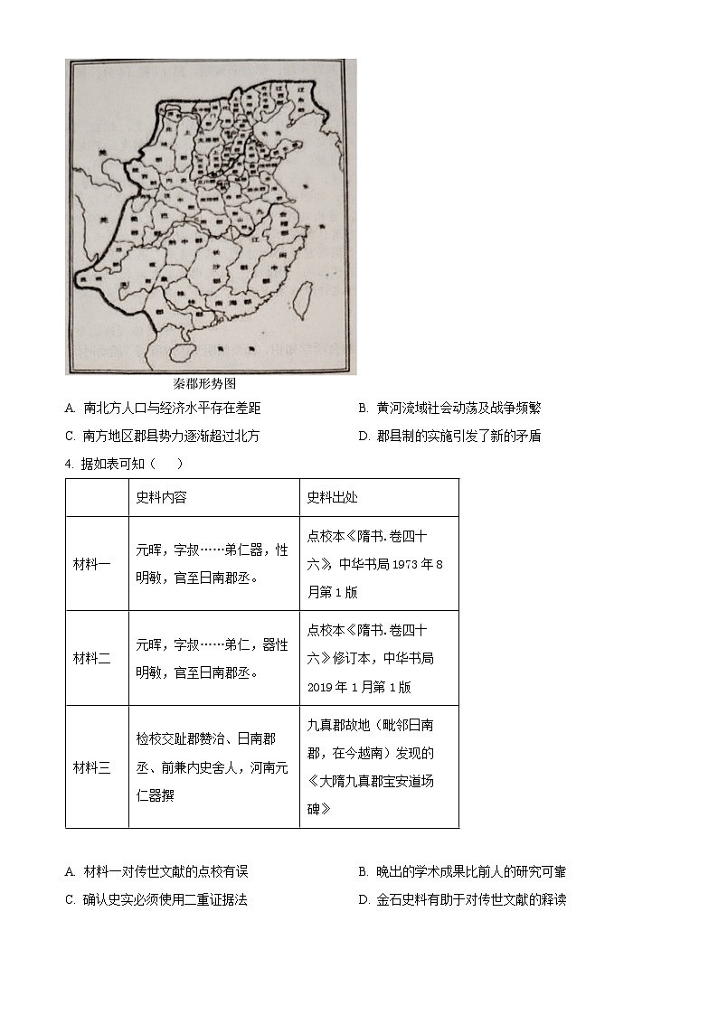 2024届广东省汕头市普通高考第一次模拟考试历史试题02