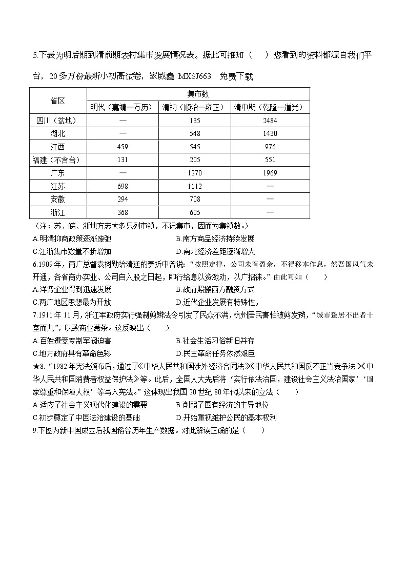 138，湖南名校联考联合体2023-2024学年高二下学期入学暨寒假作业联考历史试题02