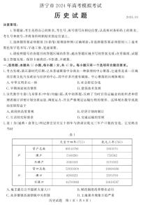 2024届山东省济宁市高三下学期模拟考试（一模）历史试题