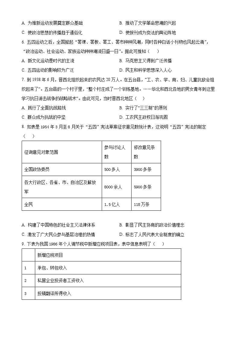 陕西省咸阳市实验中学2022-2023学年高一下学期第二次月考试题历史试卷（Word版附解析）第2页