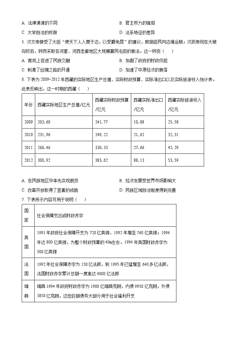 广西桂林市2023-2024学年高二下学期开学考试历史试卷（Word版附解析）02