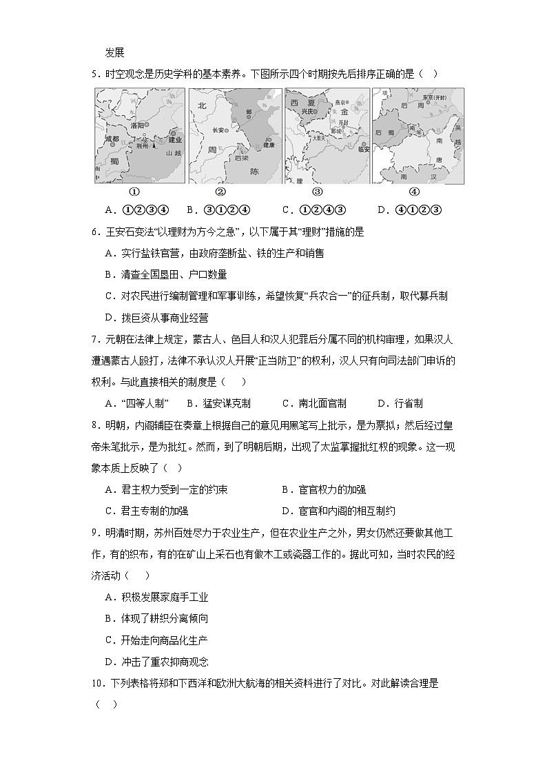 四川省仁寿第一中学校南校区2023-2024学年高一下学期入学考试历史试题02