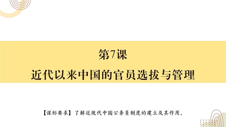 第7课 近代以来中国的官员选拔与管理（课件）高二历史（选择性必修1：国家制度与社会治理）01