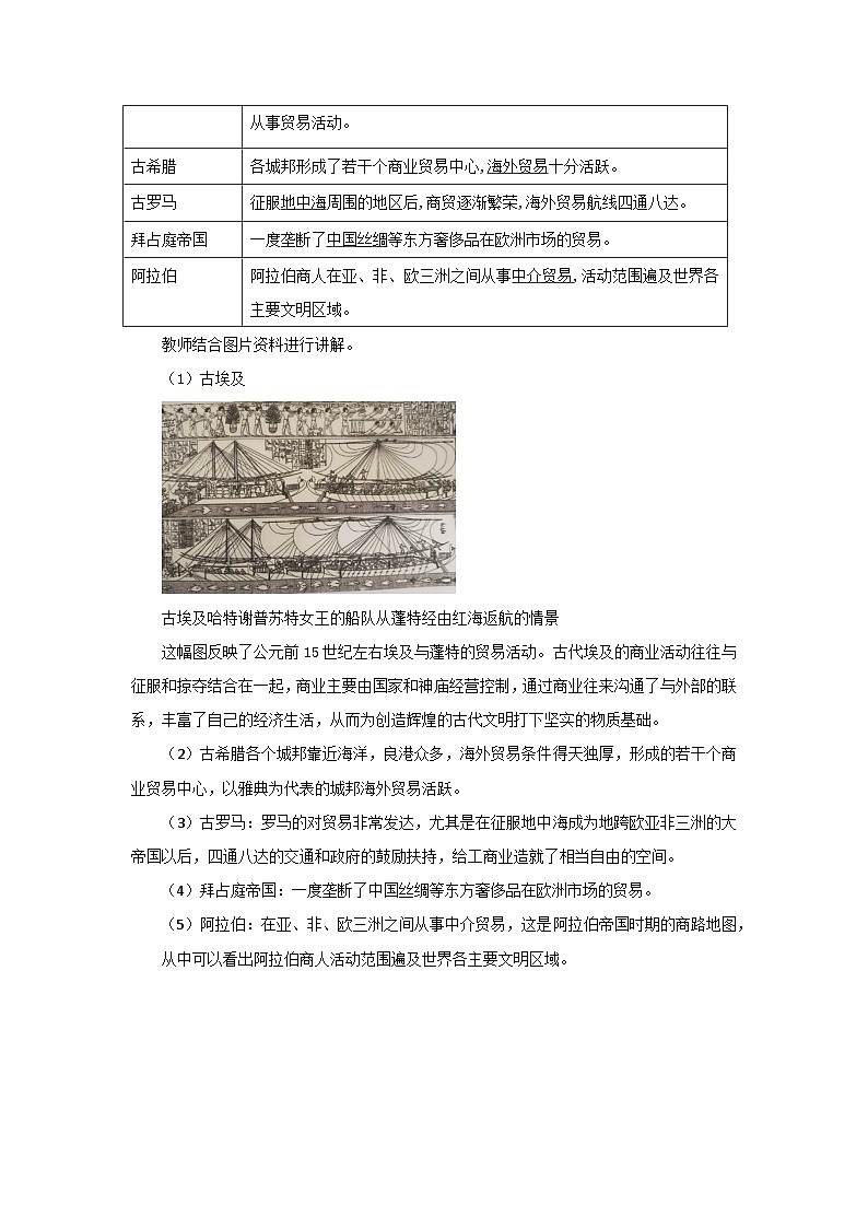 高中历史选择性必修二第27课时《古代的商业贸易》教学设计第3页