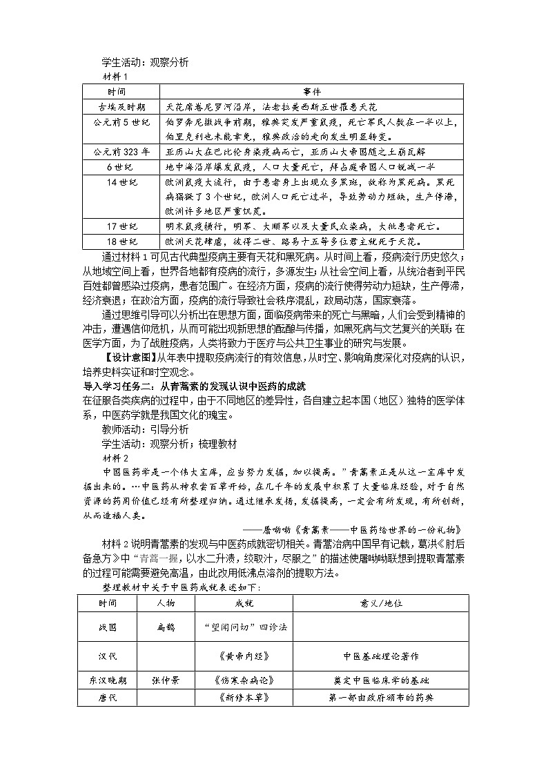 人教统编版选择性必修2经济与社会生活第14课古代的疫病与医学成就教案03