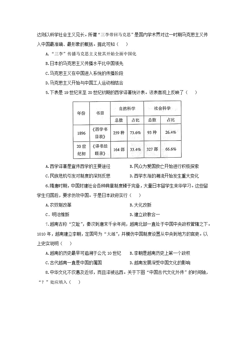 人教历史选修三第2课 中华文化的世界意义 提高练习第2页