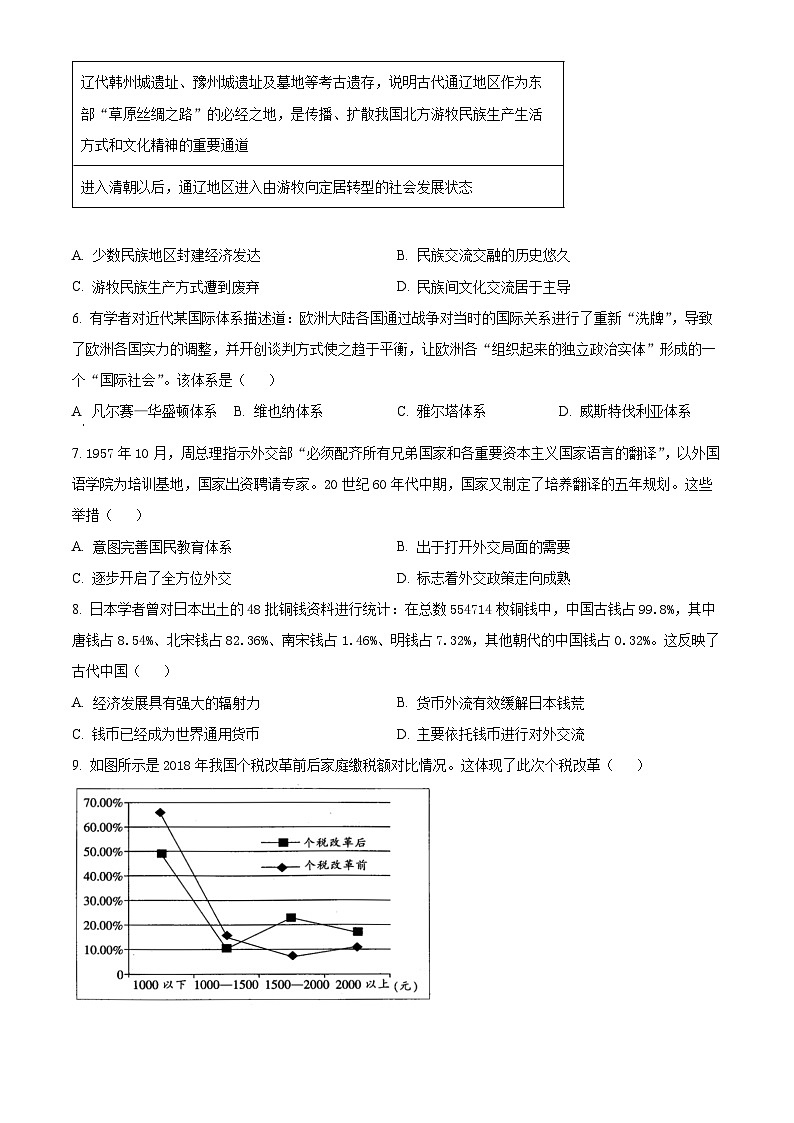 四川省雅安市部分学校2023-2024学年高二下学期入学联考历史试题（Word版附解析）第2页